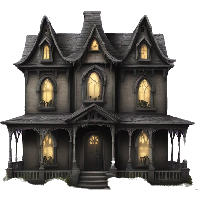 Creepy ok Realistic Huge ornate gothic Cardboard haunted house  emoji