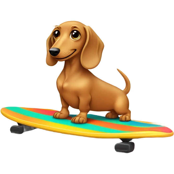 Long haired light hair weenie dog surfing emoji