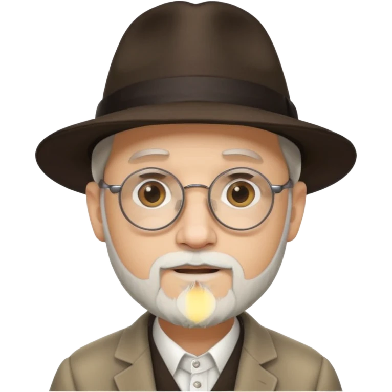 rabbi with white goatee, fedora, round rimmed glasses emoji