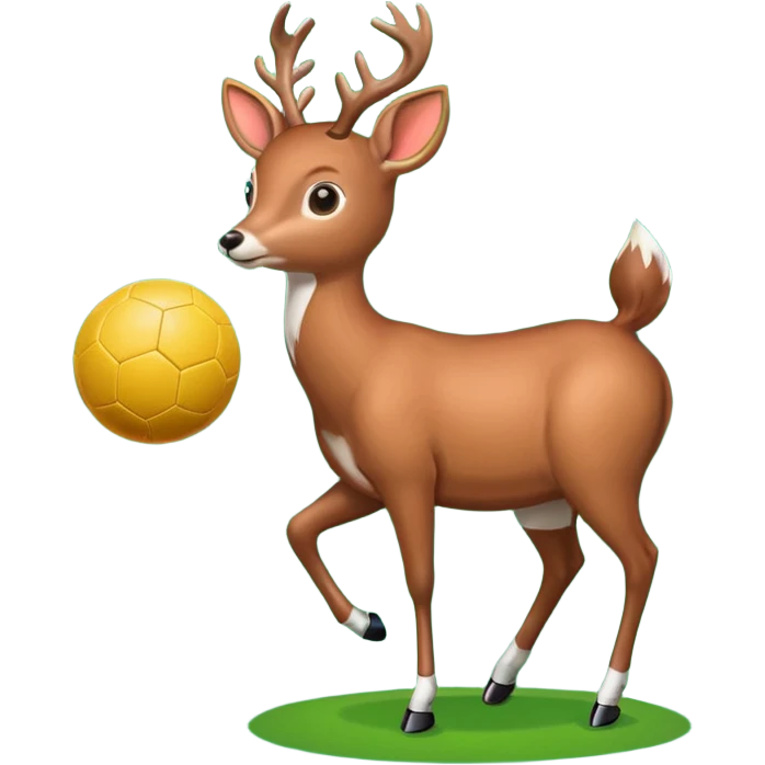 Une biche entrain de jouer au foot sur un stade emoji