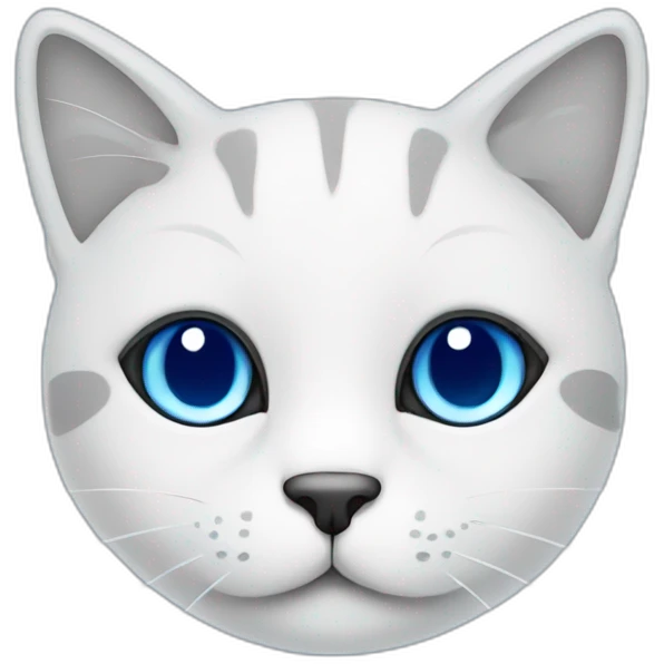 Blue simplistic sketch of a cute cat face emoji