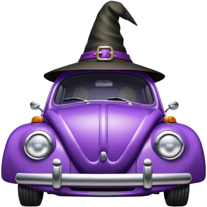 A purple vw bug in a witches hat emoji