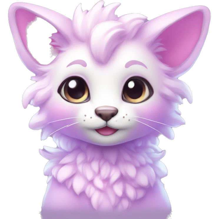 Kawaii cute colorful bright light pastel lilac-pink-white-gradient fantasy ethereal anthro fursona animal creature emoji