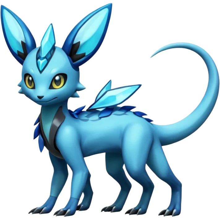 Shiny Futuristic Dusclops-Salandit-Glaceon-Fakémon-hybrid-creature (full body)  emoji