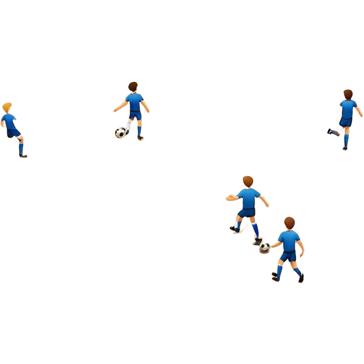 A mini-football match in an indoor sports hall with a wooden floor and clear court markings. The scene captures players in action, with the ball moving towards the goal, and the surrounding bleachers and overhead lights adding to the atmosphere of a competitive game. emoji