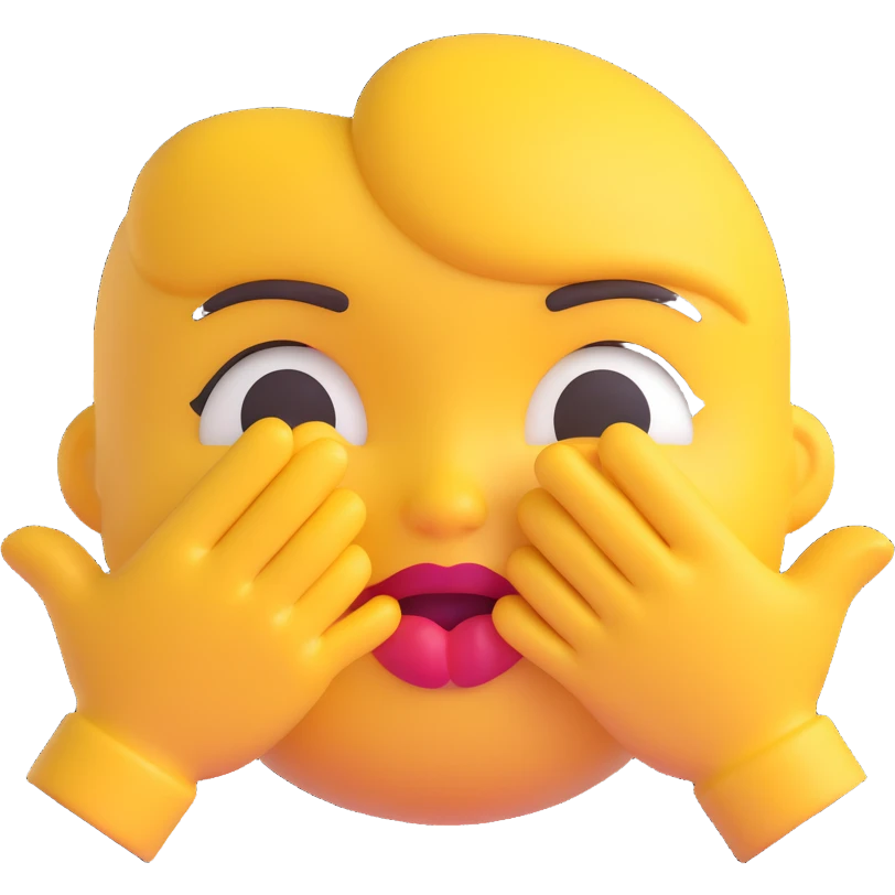 cheeky emoji with hands rubbing together, lips biting, head slightly tilted, direct gaze, playful flirty confident, bright warm colors, polished cartoon look emoji