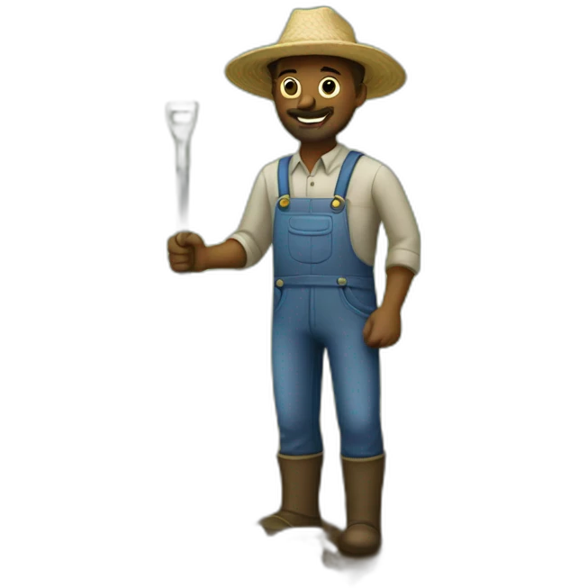 farmer with pitchfork emoji