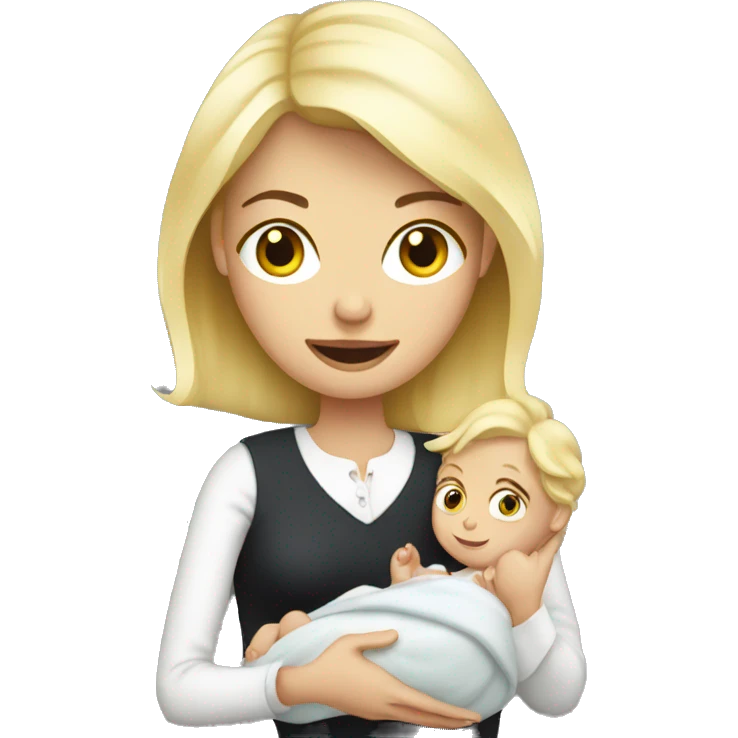 blonde european woman holding newborn emoji