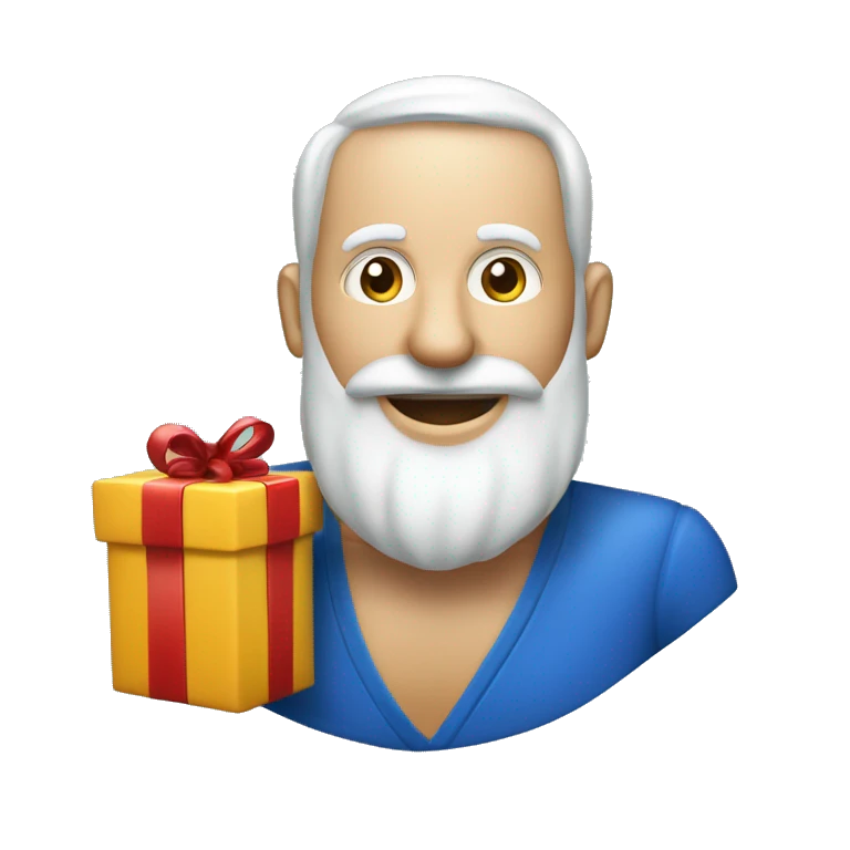 Ein Weihnachtsmann mit einem Geschenk  emoji