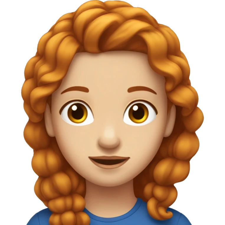 Une Fille rousse cheveux longs et aux yeux bleus , les cheveux detaché ondulé emoji