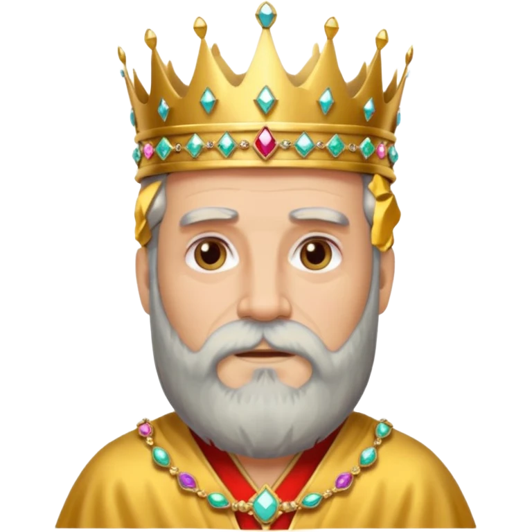 Bearded King, Old king with long gray beard and jeweled crown. emoji