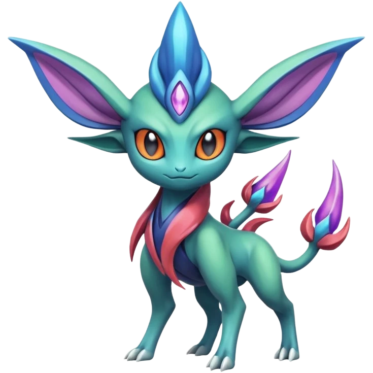 Futuristic volcanic elemental badass cool tough evil Suicune-Bayleaf-Celebi-Pokémon-Fakémon-hybrid-creature emoji