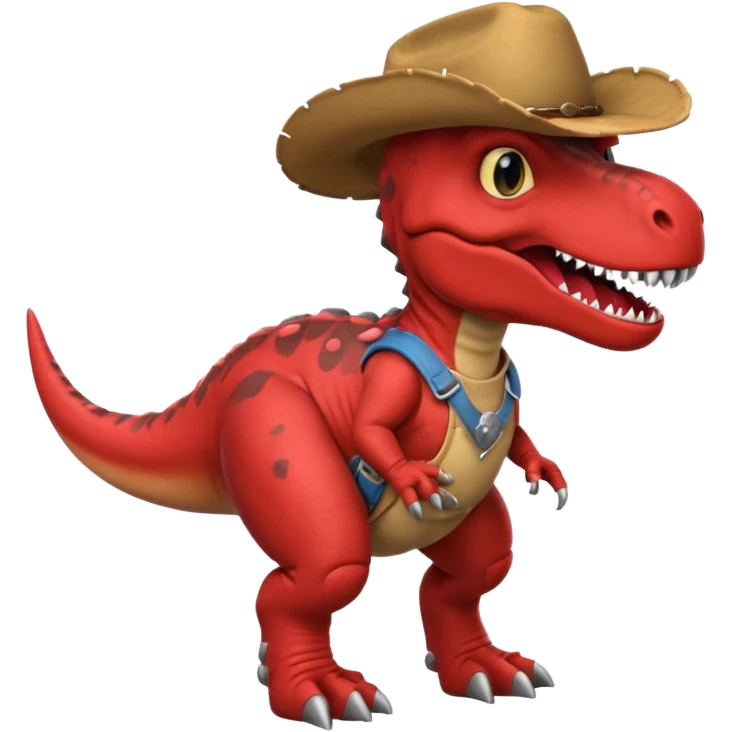 red trex dinosaor with cowboy helmet with cowbot clothes emoji