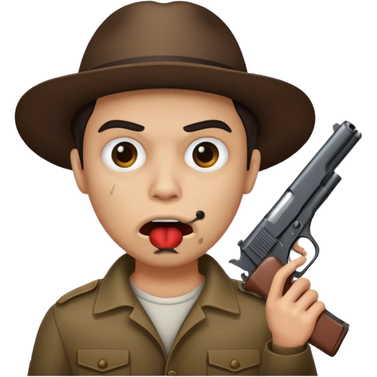 Gun in the mouth emoji