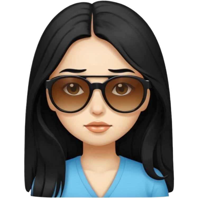 Girl with long black hair hitting a vape sunglasses hungover  emoji