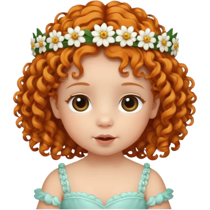 baby with flbig ower tiara ginger curly hair emoji