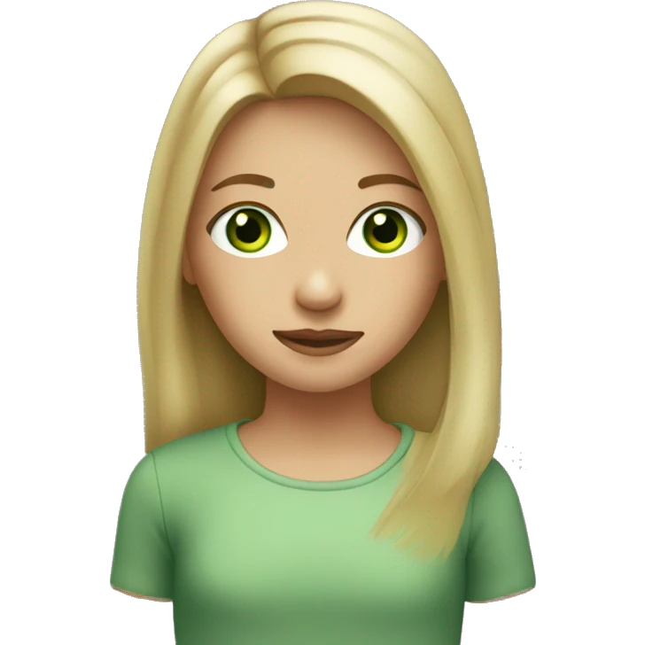Girl with straight dirty blonde hair and green eyes  emoji