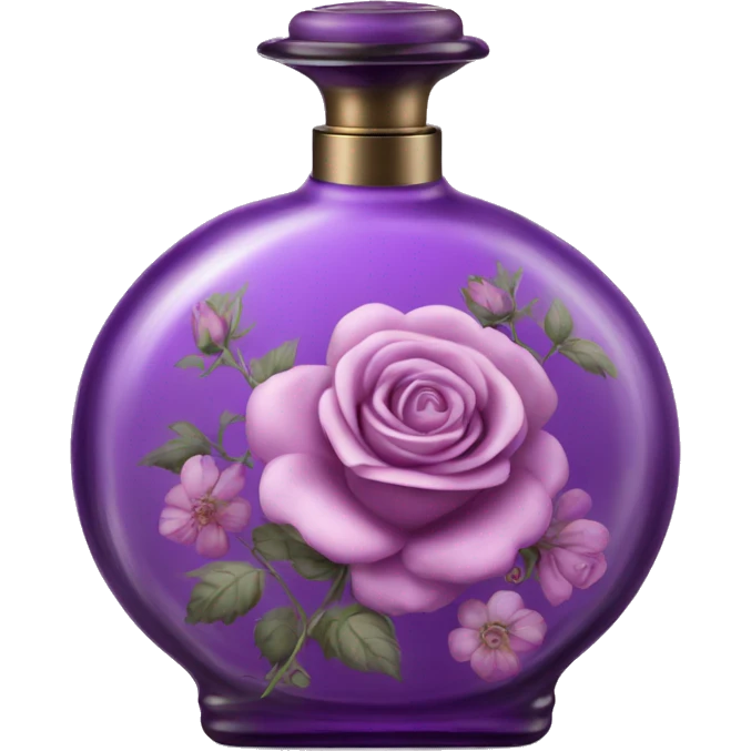 Purple old Antique oil perfume bottle with herbal and rose flowers emoji
