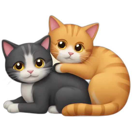 Cat hugging another cat emoji