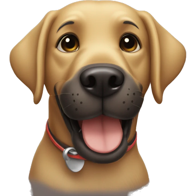 black Labrador Retriever Head smiling and holding thumbs up with its paw emoji