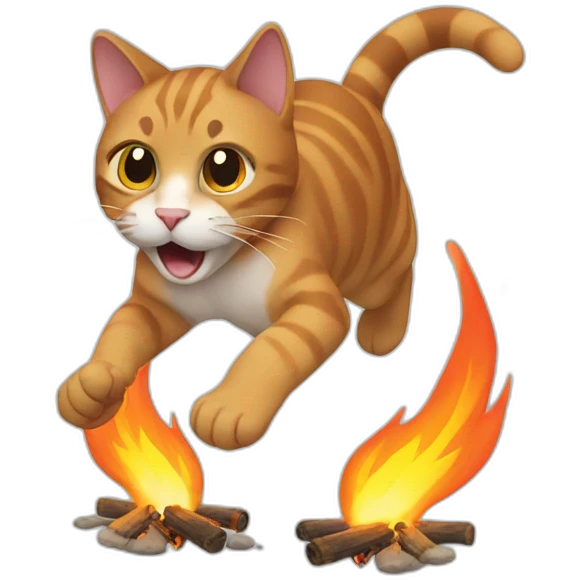 Cat running over fire emoji