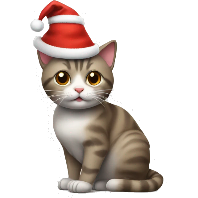 Cat with a Christmas hat emoji