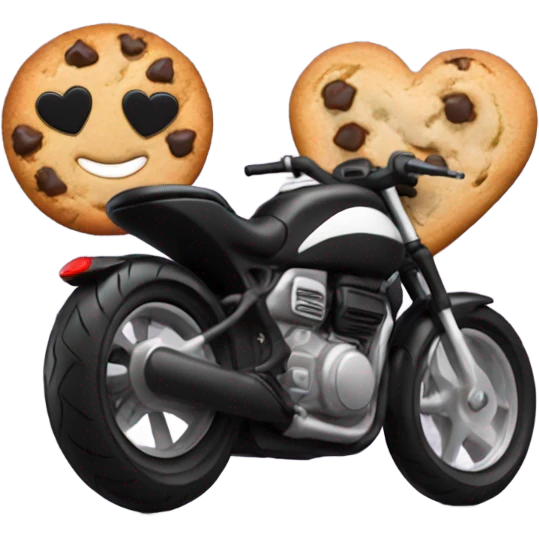 cookie heart with black motorbike  emoji