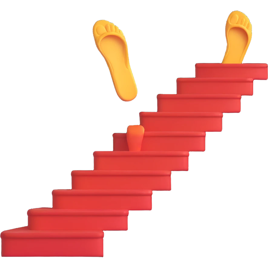 close up of a foot in a slipper on the stairs, playful pose emoji