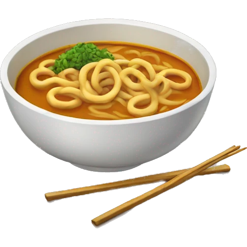 a bowl of curry udon without chopsticks emoji