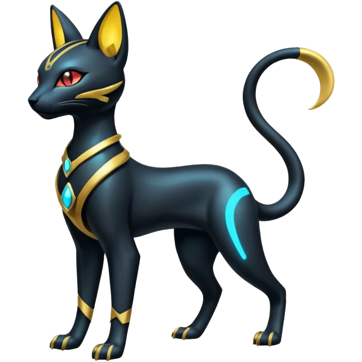 Futuristic Glowing shiny Bastet-Umbreon-Salandit-fusion (full body) emoji
