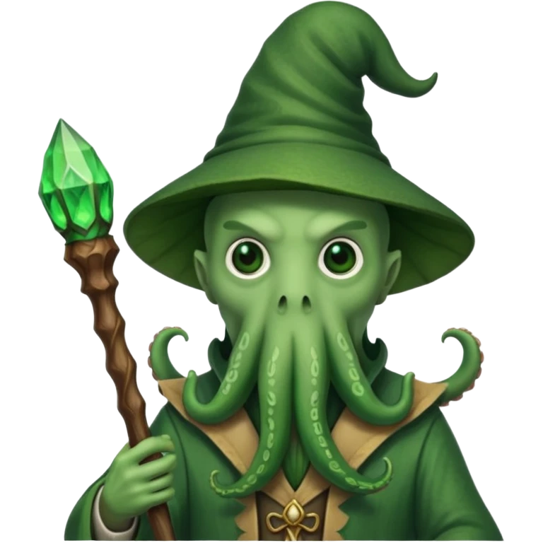 Cthulhu octopus head guy holding wizard wand  emoji
