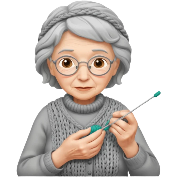 elderly woman knitting emoji