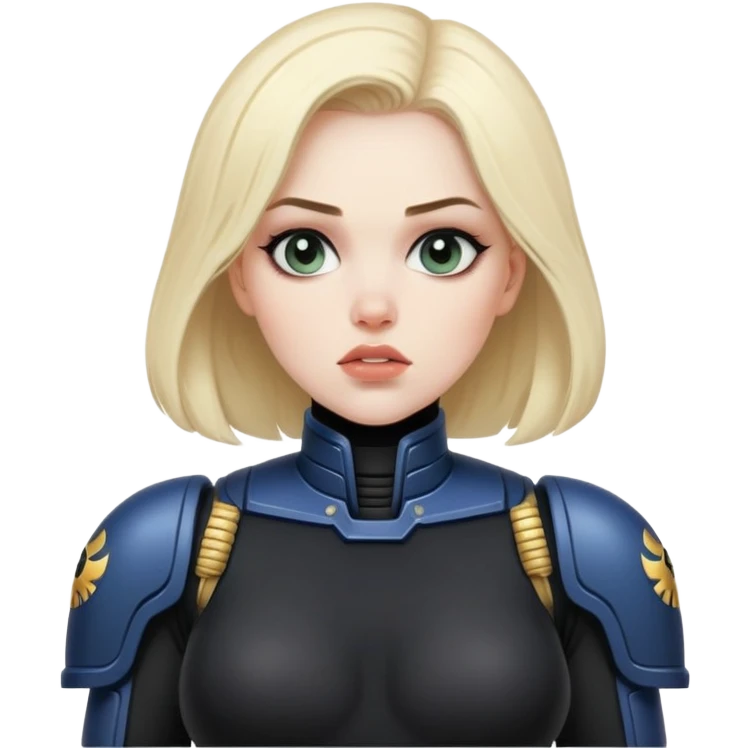 woman space marine in bodysuit whispering emoji