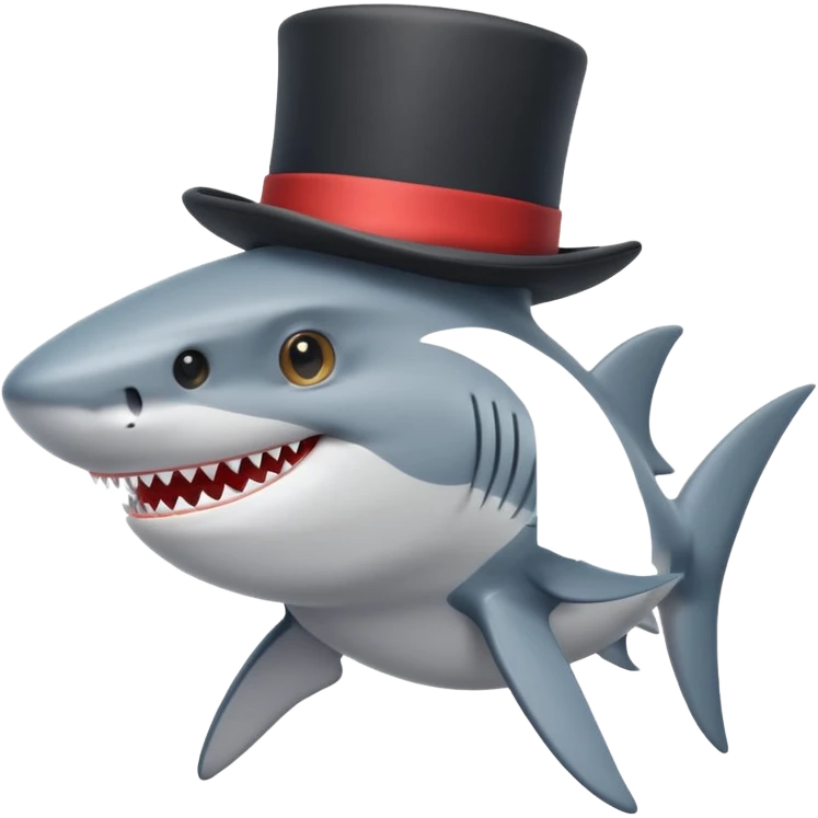 Shark with a top hat emoji