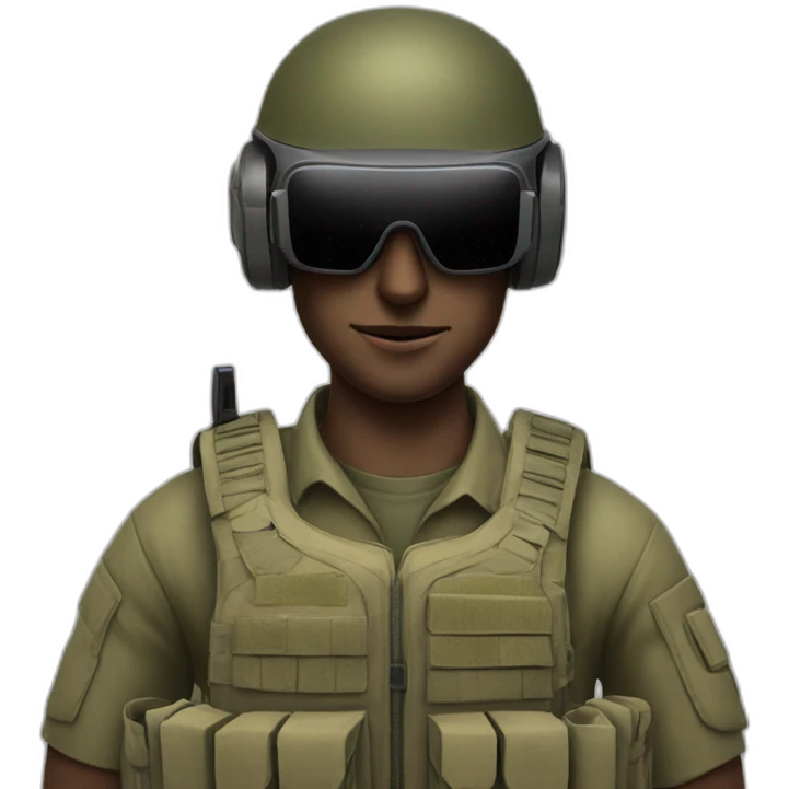 israeli soldier with vr glasses from 45 degreeas emoji