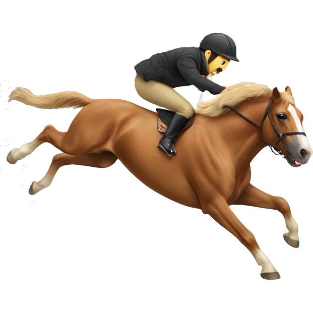 Horse jumping over a dog emoji