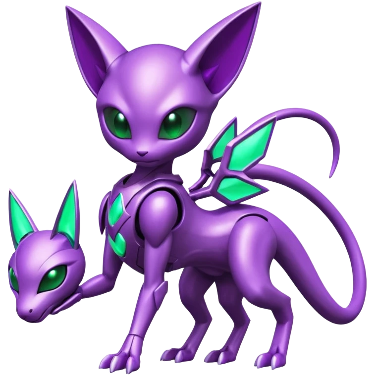 Futuristic armored cyber-Mewtwo-Sableye-Genesect-Deoxys-Espeon-alien-hybrid-fusion emoji