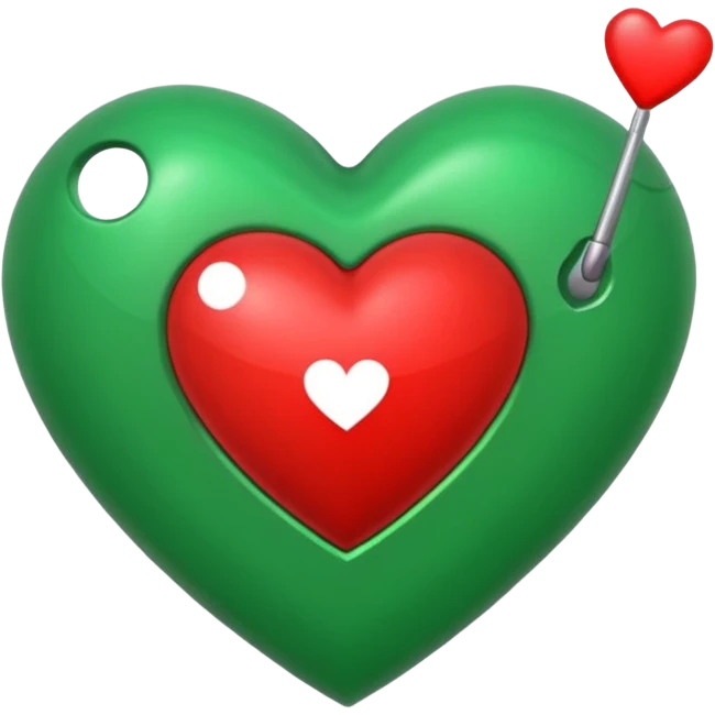 Signo de interrogación verde y un corazón para remplazar el punto verde emoji