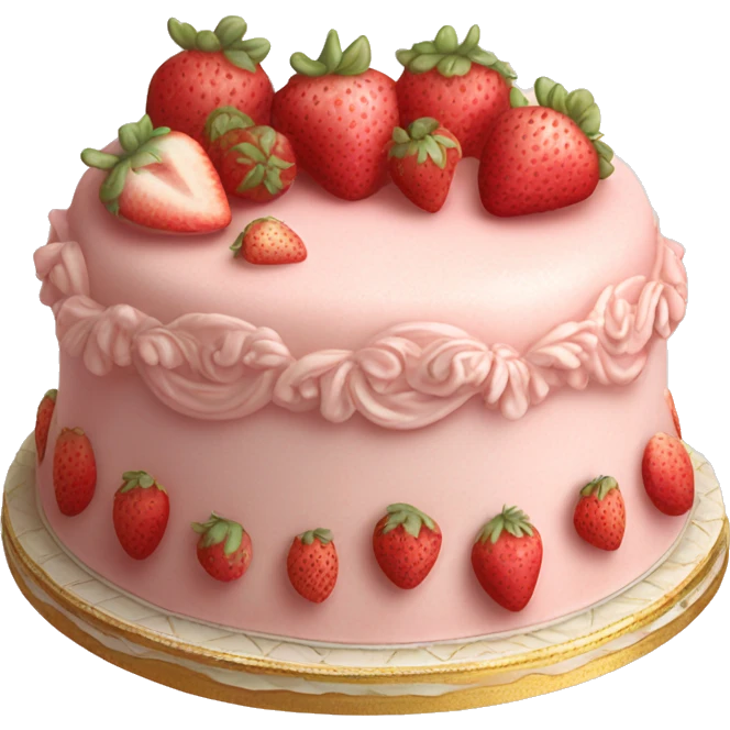 vintage rococo highly detailed pale pink cake with strawberries emoji