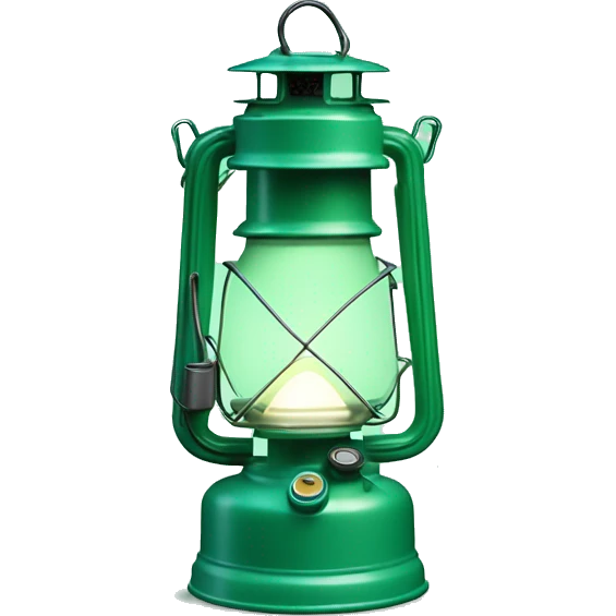 Realistic camping mint green lit camping lantern lisolated. emoji