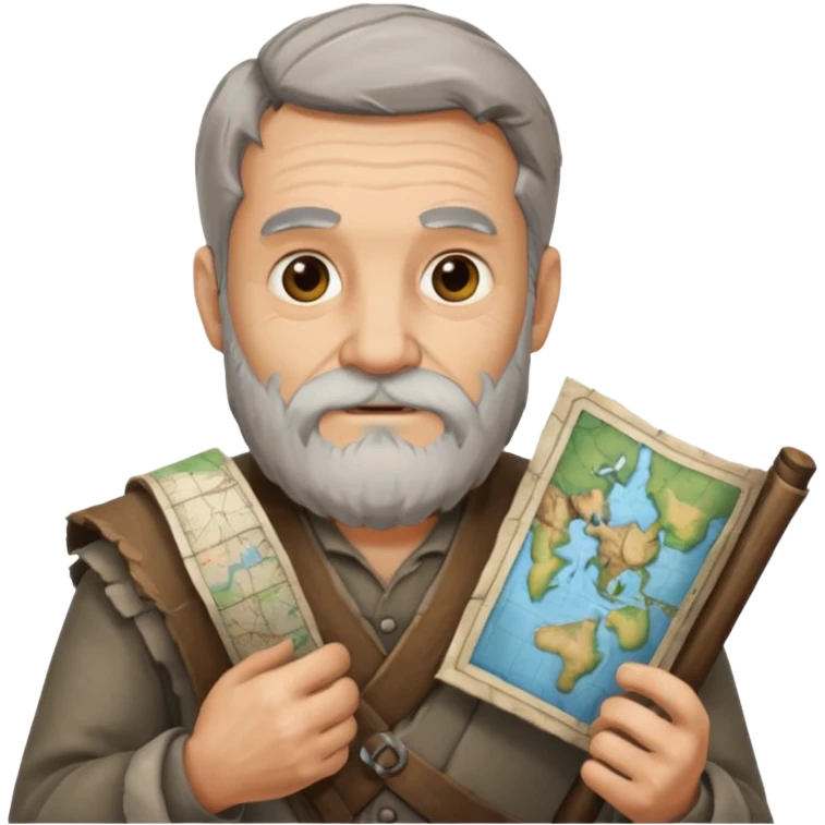 Ancient man with map  emoji