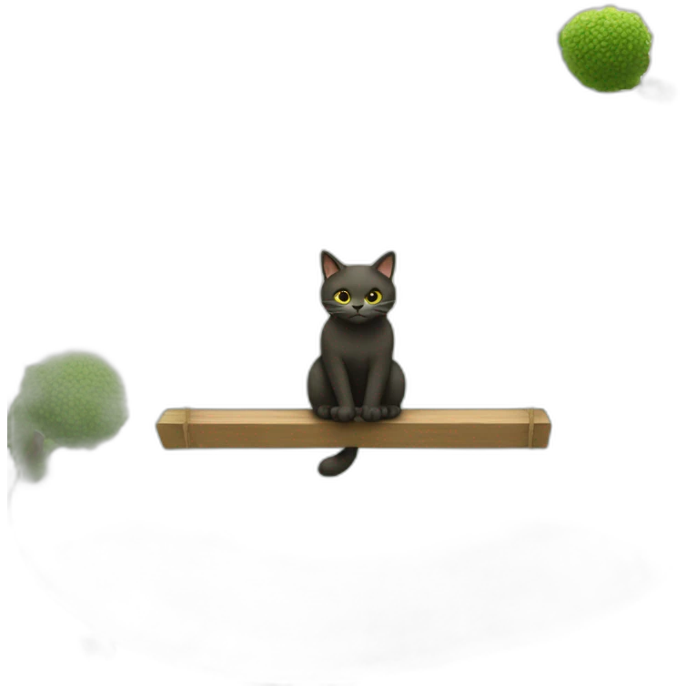 high definition, a seesaw, a cat man sits on one side while the Earth sits on the either side emoji