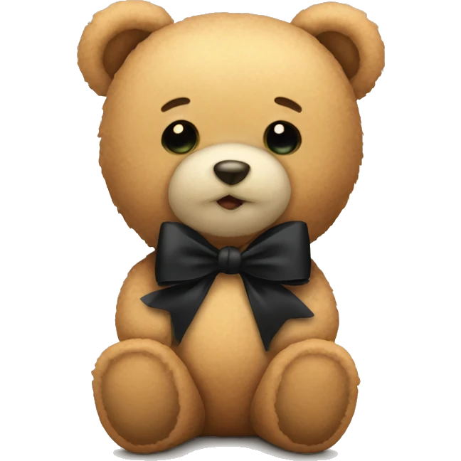 Cute teddy bear with black bow emoji
