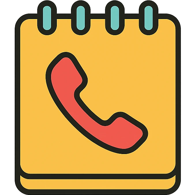 notepad with phone icon, minimal color icon style emoji