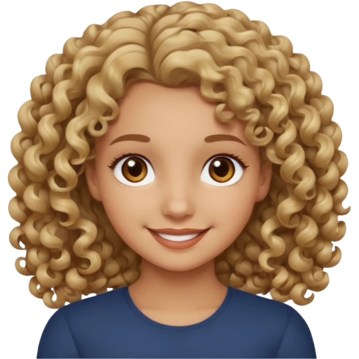 dark blonde girl with 3b curls and brown eyes smiling  emoji