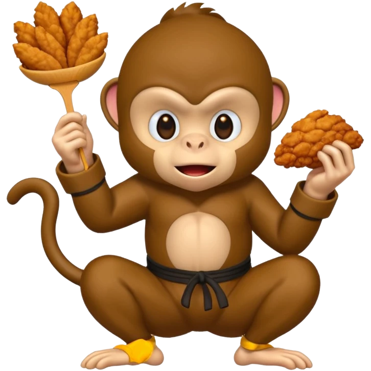 Ninja monkey sitting  eating fried chicken  emoji
