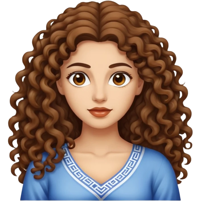 attractive Greek woman with long curly hair and light skin emoji