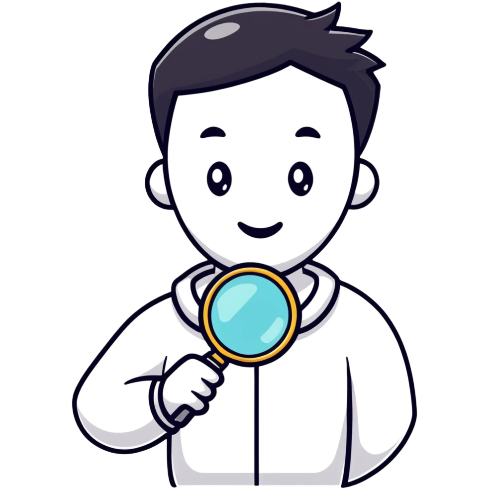 student holding a magnifying glass emoji