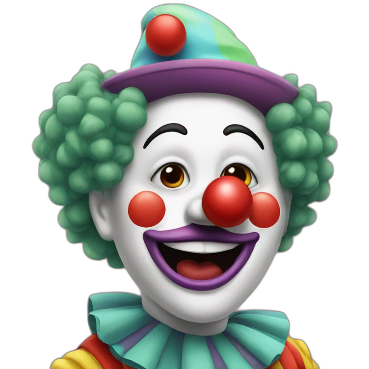 Clown playing with nose emoji