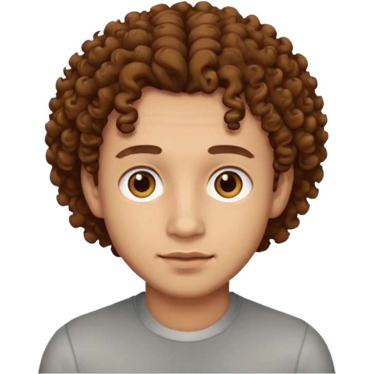 A man with curly hair and light skin with brown eyes ￼ emoji